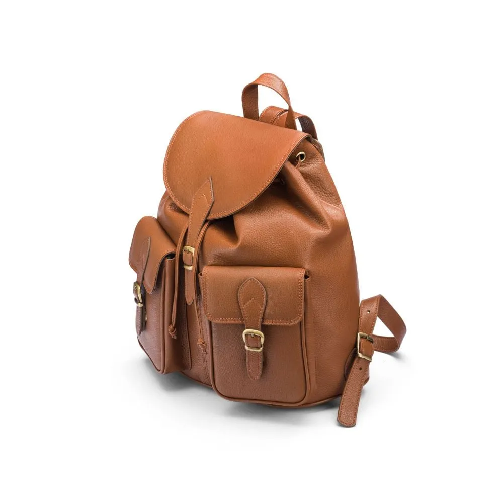 Large Leather Backpack - Tan