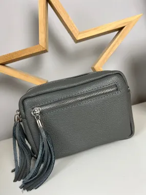 Leather Camera Bag - Dark Grey