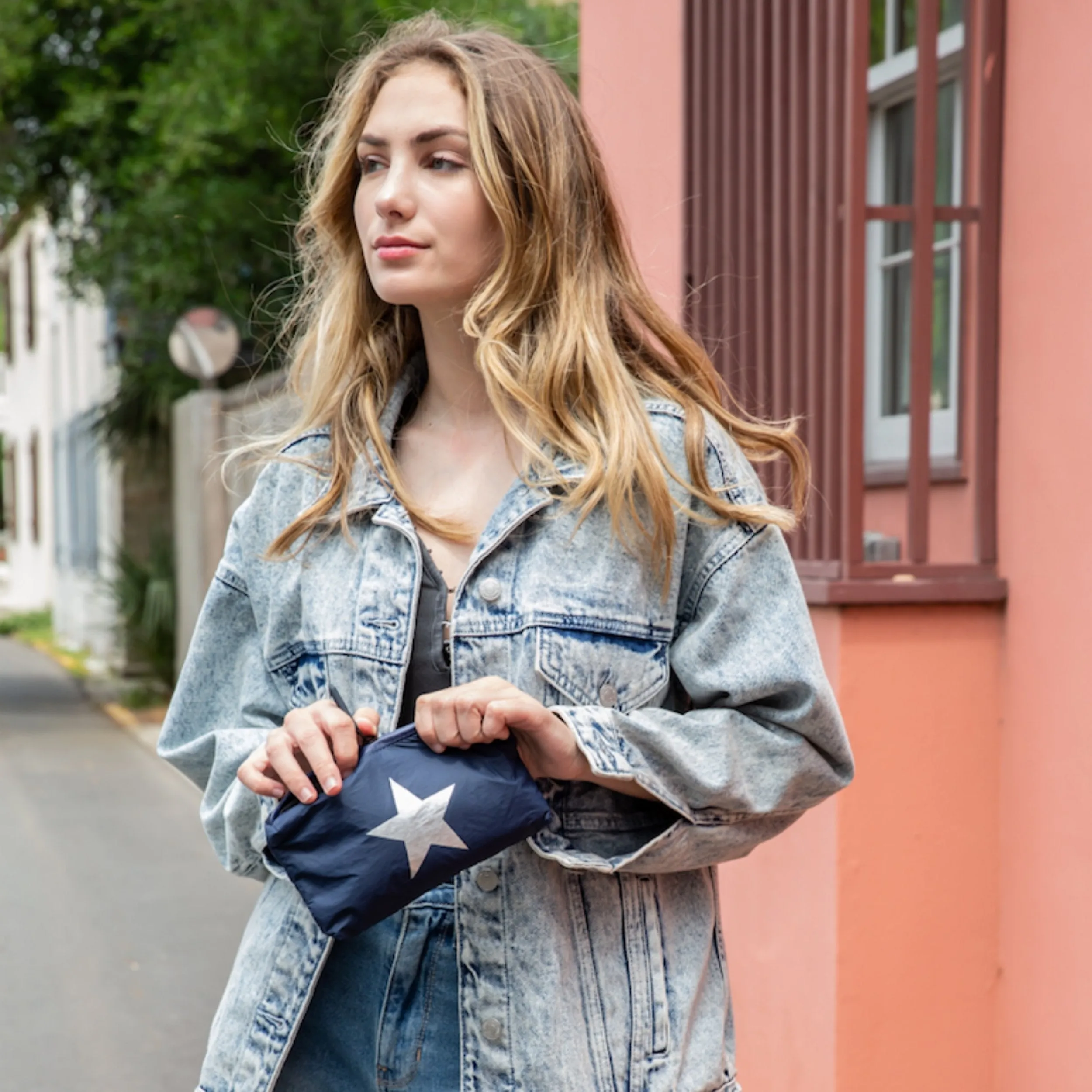 Mini Zipper Pack in Navy with Silver Star