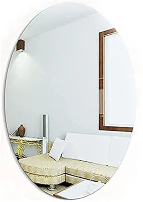 Oval Shape Mirror Sticker for Wall on Tiles Bathroom Bedroom Living Room Unbreakable Acrylic (Ovel Shape) 30 * 20 (Oval Shape)