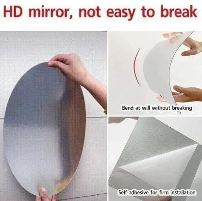 Oval Shape Mirror Sticker for Wall on Tiles Bathroom Bedroom Living Room Unbreakable Acrylic (Ovel Shape) 30 * 20 (Oval Shape)