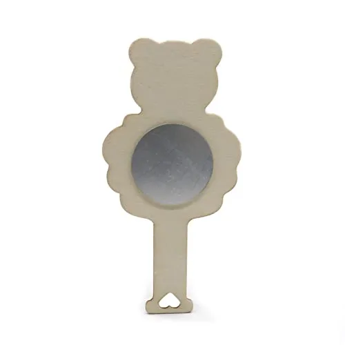 Pinakine 10Pcs Unpainted Unfinished Wooden Mirror Handmade Handheld Makeup Mirror(59044824PNK)