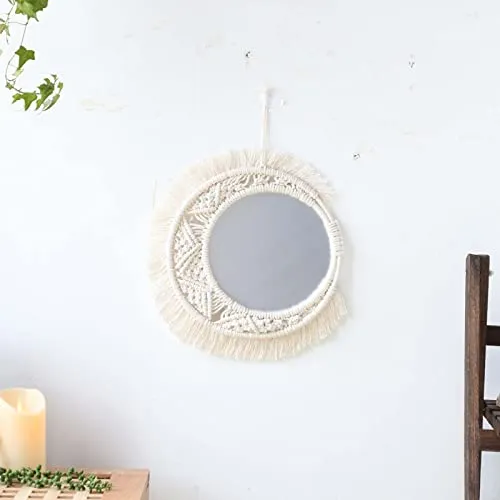 Pinakine® Bohemia Macrame Round Mirror Makeup Mirror Decorative Mirrors Home Decor