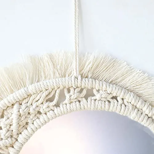 Pinakine® Bohemia Macrame Round Mirror Makeup Mirror Decorative Mirrors Home Decor