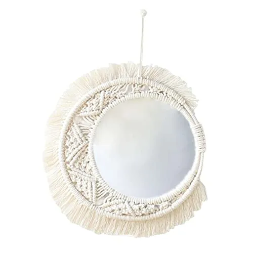 Pinakine® Bohemia Macrame Round Mirror Makeup Mirror Decorative Mirrors Home Decor