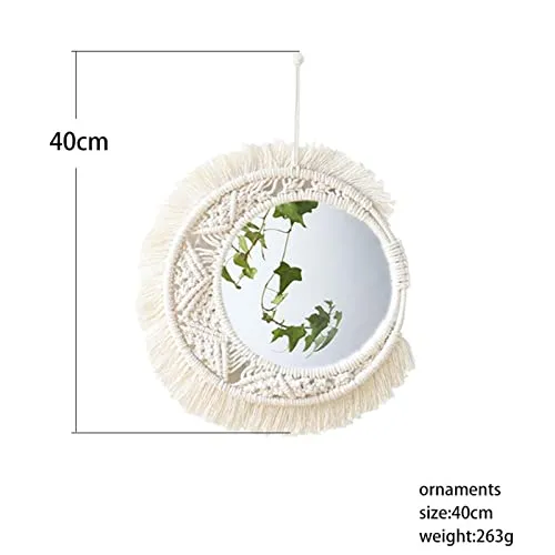 Pinakine® Bohemia Macrame Round Mirror Makeup Mirror Decorative Mirrors Home Decor