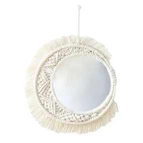 Pinakine® Bohemia Macrame Round Mirror Makeup Mirror Decorative Mirrors Home Decor