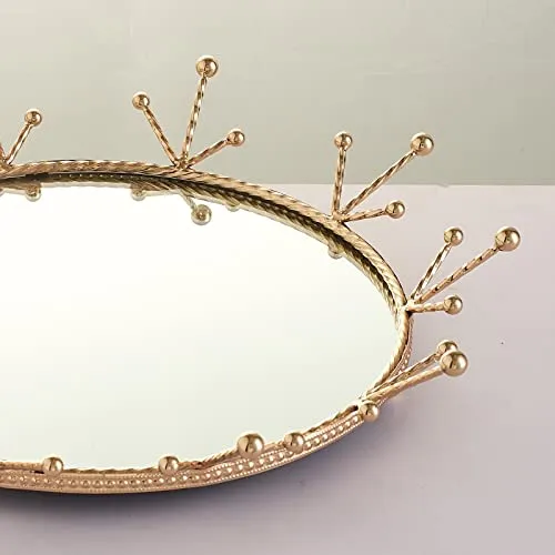 Pinakine® Mirror Tray Home Decorative Mirror for Perfume Organizer Tray Round