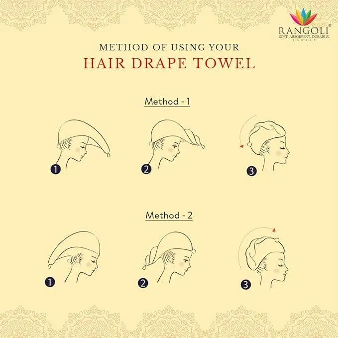 Rangoli Noble Cotton Hair Wrap Towel | Quick Dry, Absorbent Shower Cap