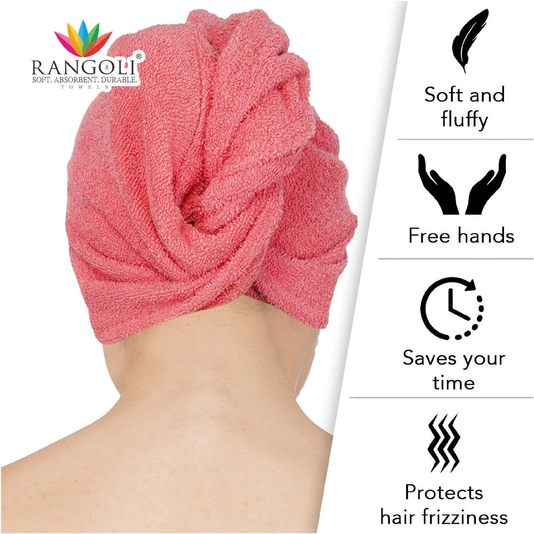 Rangoli Noble Cotton Hair Wrap Towel | Quick Dry, Absorbent Shower Cap