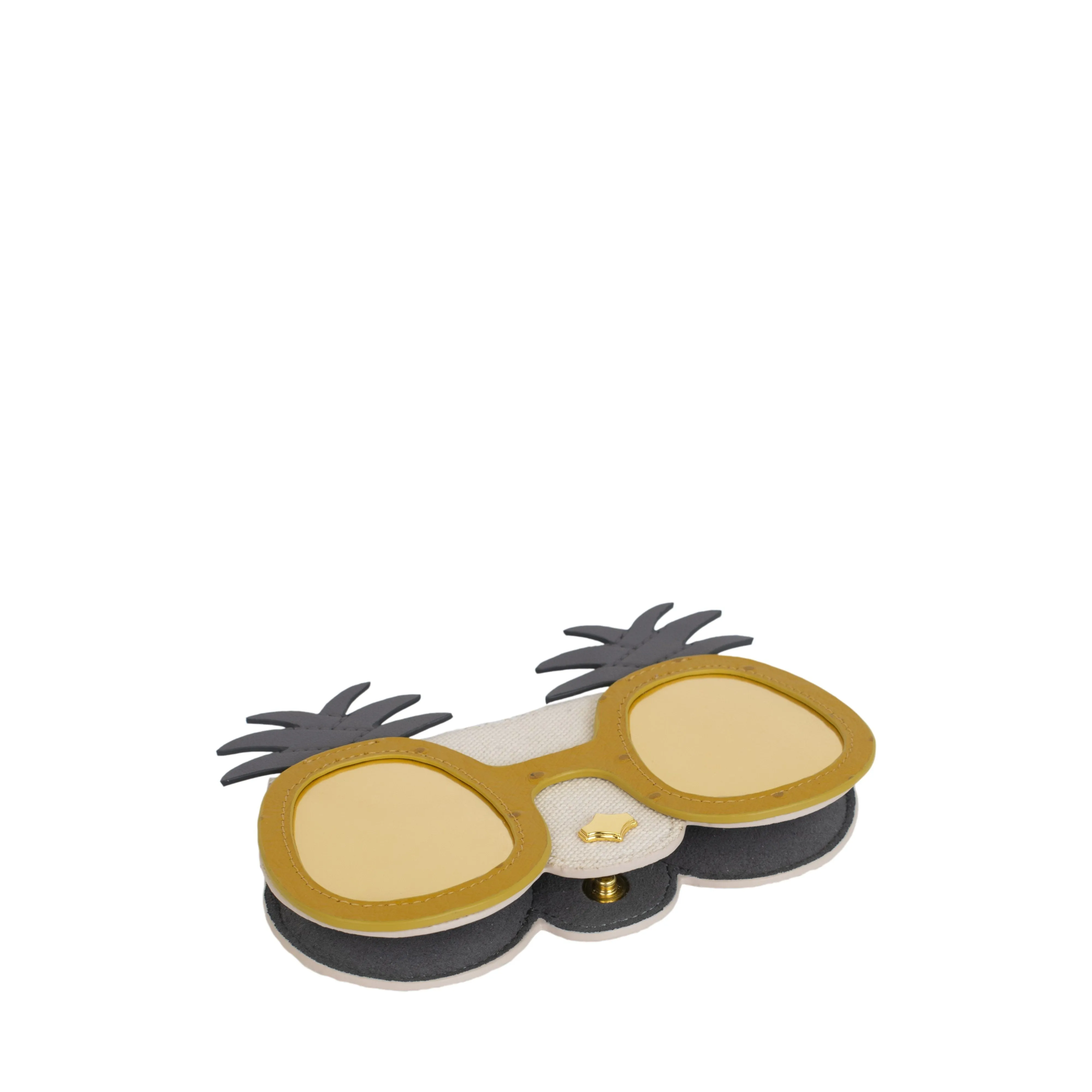 Sunglasses Case | Pineapple | Leather Gold Plated