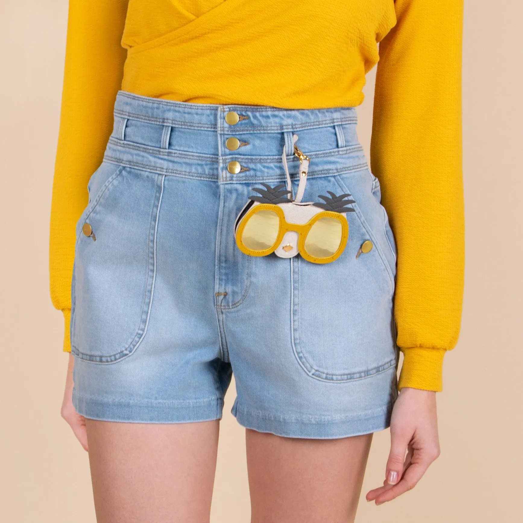Sunglasses Case | Pineapple | Leather Gold Plated