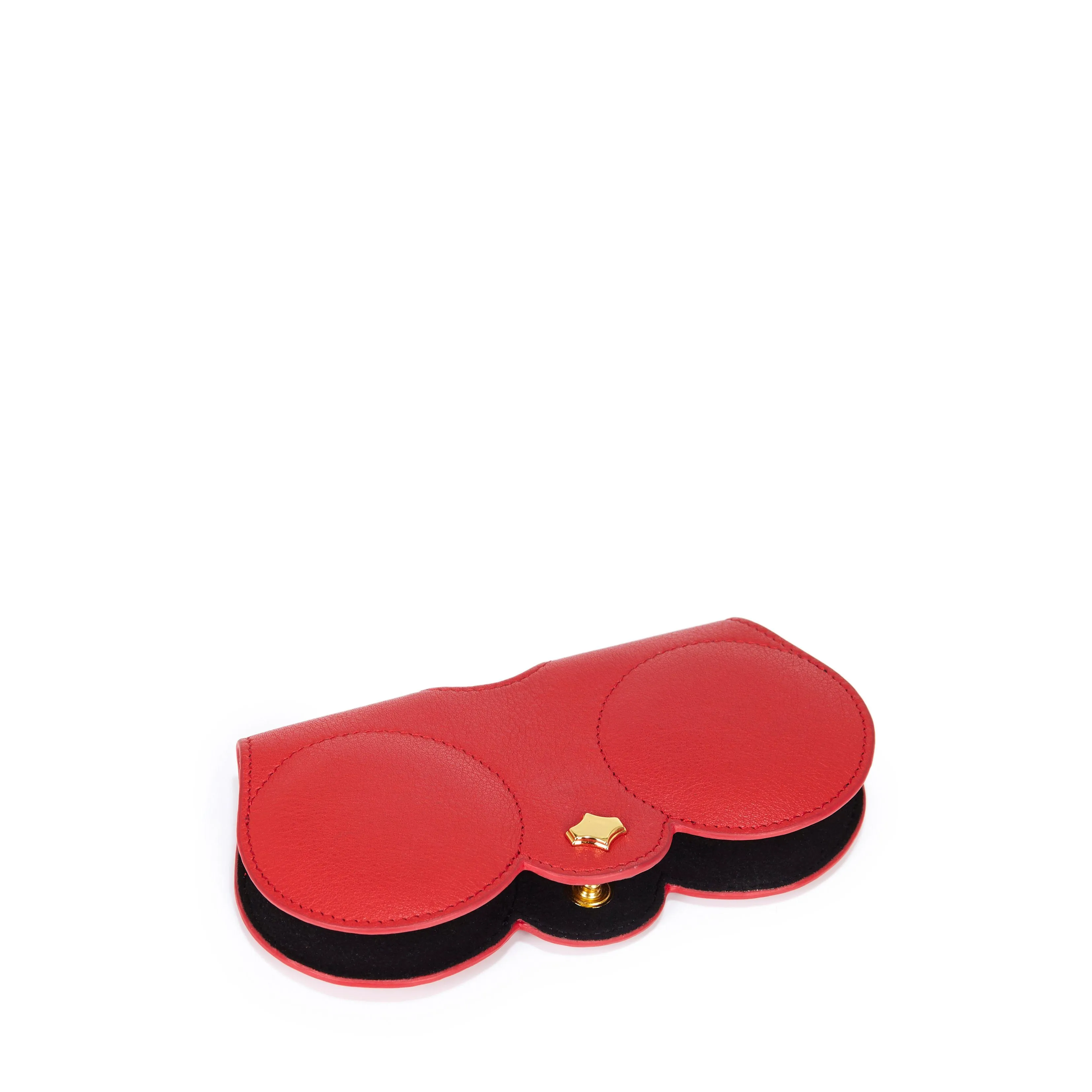 Sunglasses Case | Red | Nappa Leather Gold Plated