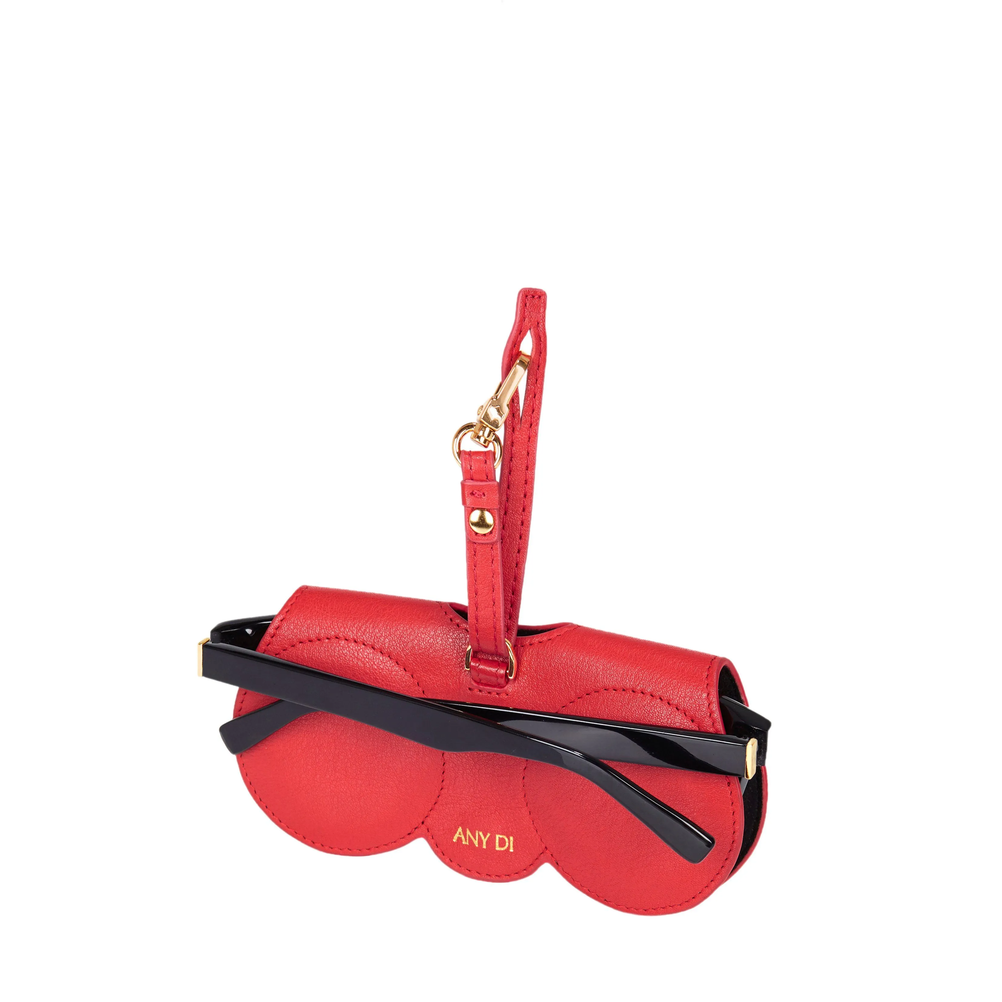 Sunglasses Case | Red | Nappa Leather Gold Plated