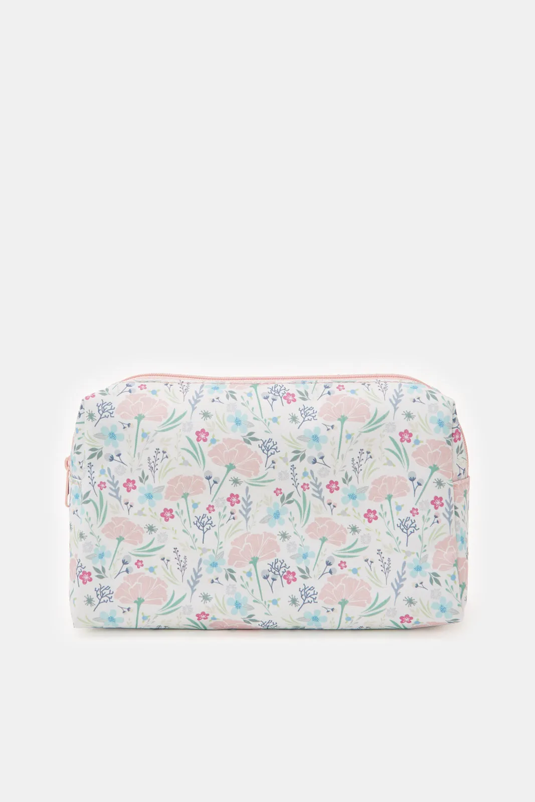 Women Pink Floral Cosmetic Pouch Set (Pack of 3)