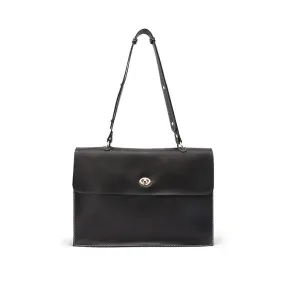 Women's Black Leather Satchel Over the Shoulder Bag Handbags Purse for Women