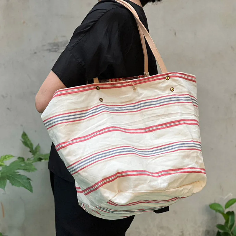 西班牙設計師/Woven Cotton Tote Bag - Red Plaid