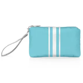 Zip Wristlet in Capri Sea Blue with White Stripes